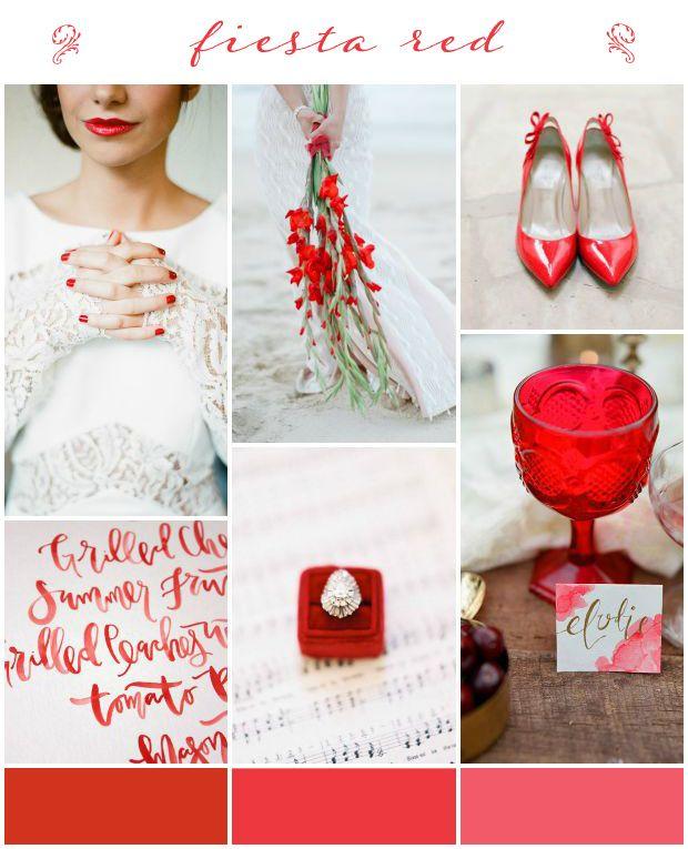 Hochzeit - Pantone 2016: Fiesta Red Wedding Inspiration & Colour Ideas