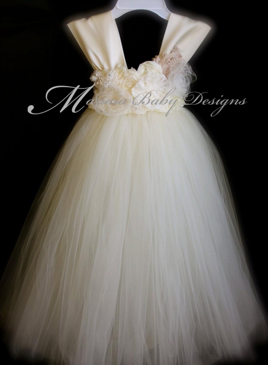 زفاف - Ivory Vintage Tutu Dress / Ivory Flower Girl Dress / Ivory Tutu Dress