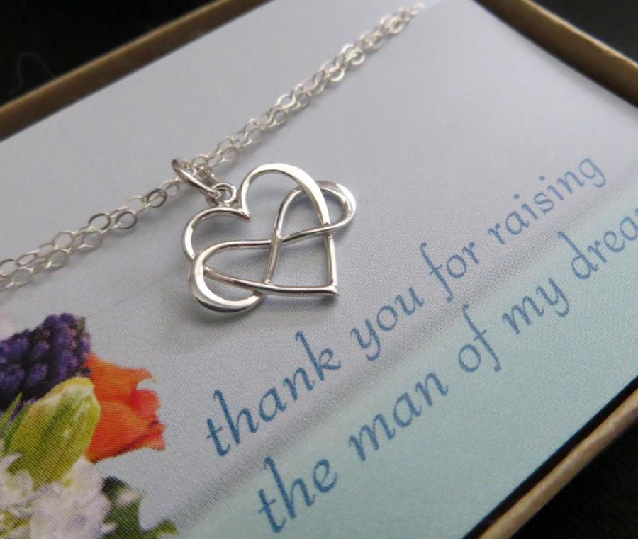 Mariage - Mother of the groom jewelry, infinity heart bracelet, interlocking infinity bracelet for mother of the groom gift, thank you card,weddings