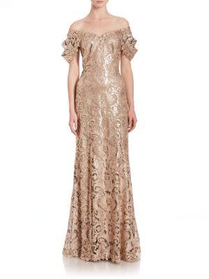 Свадьба - Tadashi Shoji Sequined Lace Off-Shoulder Sweetheart Gown