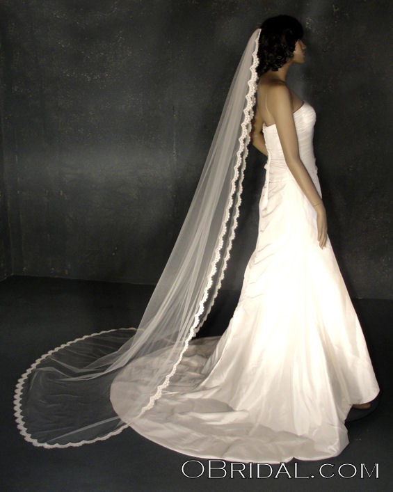 زفاف - Lace wedding veil - Cathedral alencon lace bridal veil 6009
