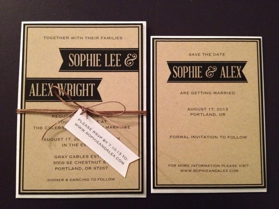 Mariage - Modern & Simple Kraft Wedding Invitation Set (invite, save the date, rsvp tag)