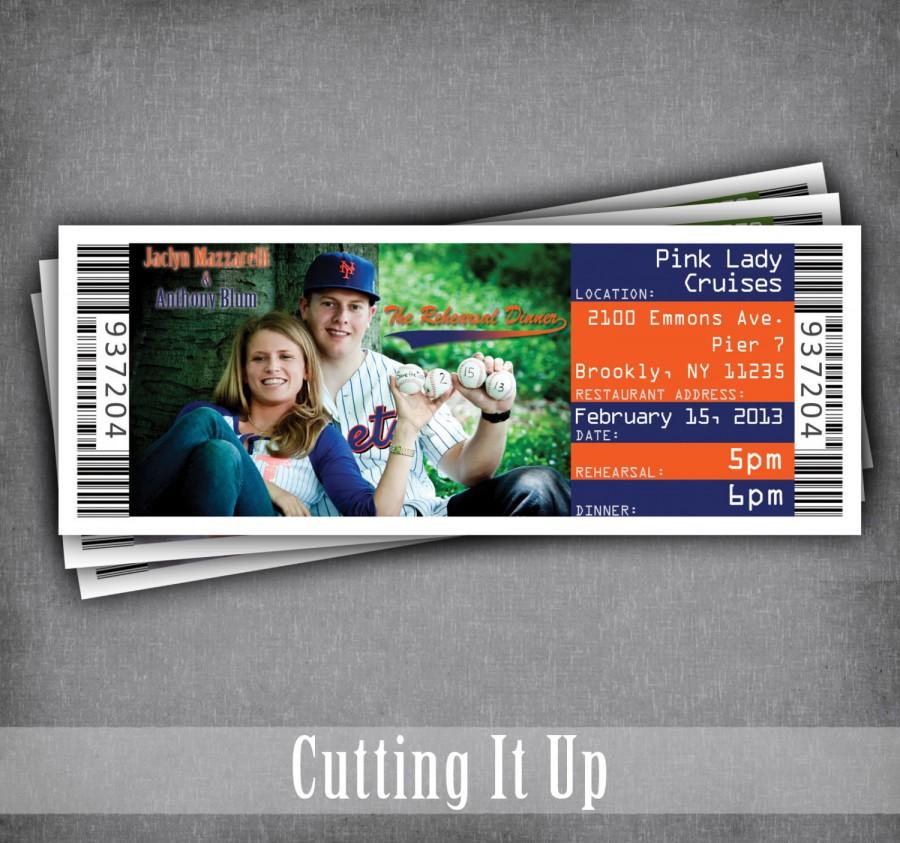 Wedding - Baseball Wedding Rehearsal Dinner Invitation Ticket, Baseball Ticket Invitation, Football, Basketball, Soccer, Sports Wedding, Save The Date