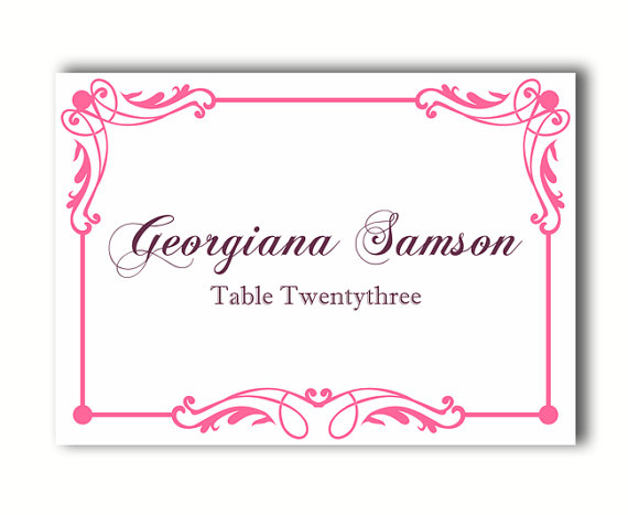 Свадьба - Place Cards Wedding Place Card Template DIY Editable Printable Place Cards Elegant Place Cards Pink Place Card Tented Place Card