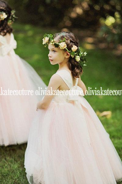 Hochzeit - Gorgeous Blush Flower Girl Dress Floor Length