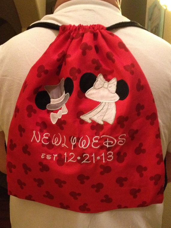 Wedding - Disney Honeymoon Drawstring Backpack With Custom Monogramming
