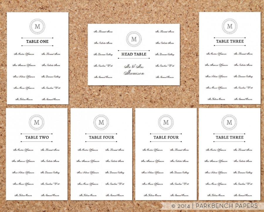 Свадьба - Seating Chart Template - Classic Monogram Design -  DIY Editable Word Template, Instant Download, Printable