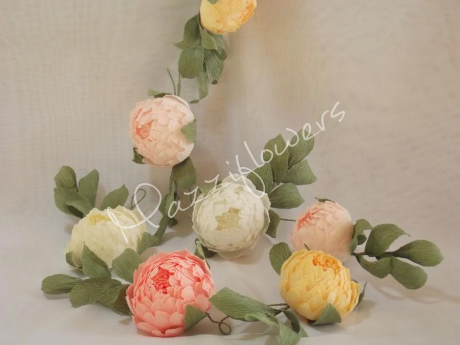 Hochzeit - Bridal garland,wedding garland,paper flower garland,peonies paper flower ,party garland, paper flower,ivory peonies,paper flower decor