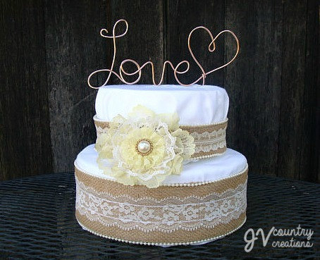 Mariage - Love wire cake topper,Custom cake topper, wedding cake topper, rustic wedding decor,wedding cake, wire cake topper,