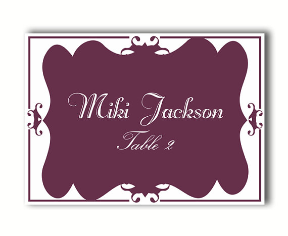 Mariage - Place Cards Wedding Place Card Template DIY Editable Printable Place Cards Elegant Place Cards Eggplant Place Card Tented Place Card