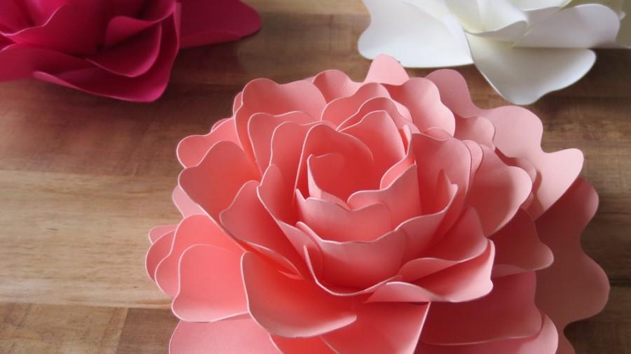 زفاف - Paper Peonies - Set of 3 - Wedding Table Centerpieces - Party Decor - Photo Prop - Wall Art - Pink and White Blooms - Aisle Runners