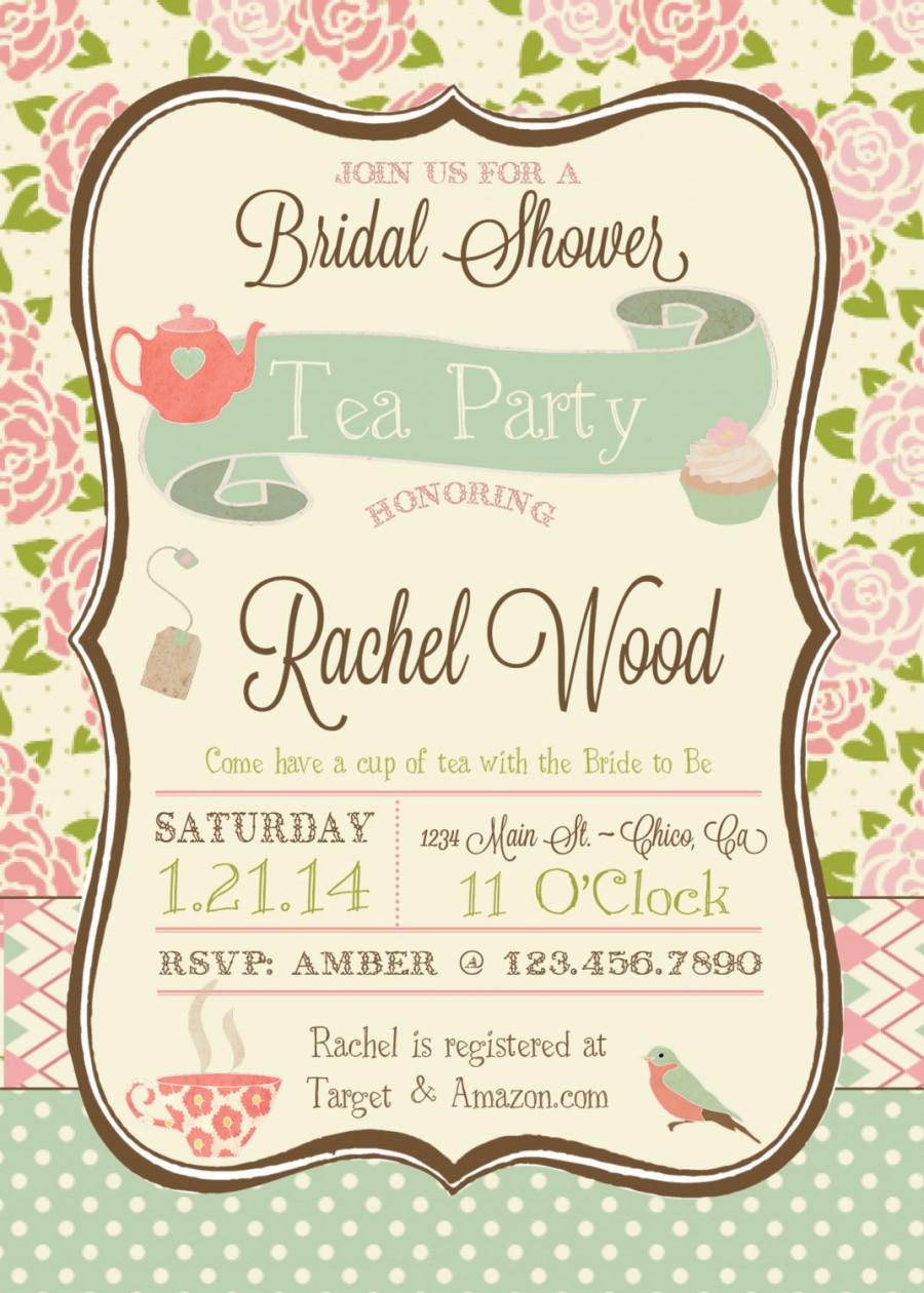 Свадьба - Tea Party Bridal Shower Invitation