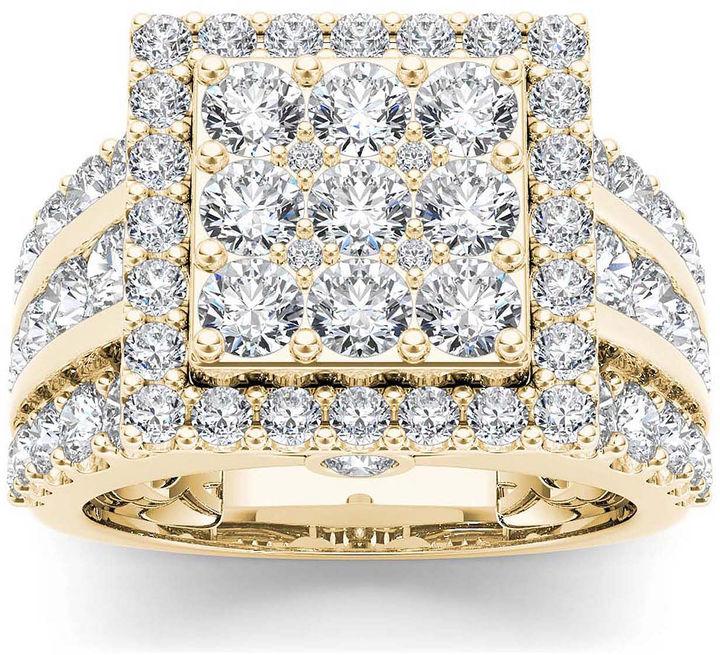 Hochzeit - MODERN BRIDE 3 CT. T.W. Diamond 10K Yellow Gold Engagement Ring
