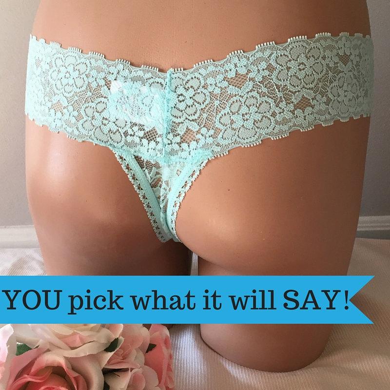 Mariage - Personalized BRIDE Rhinestone Bridal Panties Thong - Bride Turquoise Blue Undie lacey bum - Bling underwear Size LARGE - Ships in 24hrs