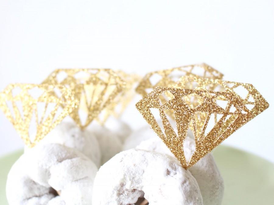 زفاف - Donut Toppers - Diamond Cupcake Toppers - Bridal Shower Decorations - Cupcake Toppers - Engagement Ring Topper - Bride To Be Party