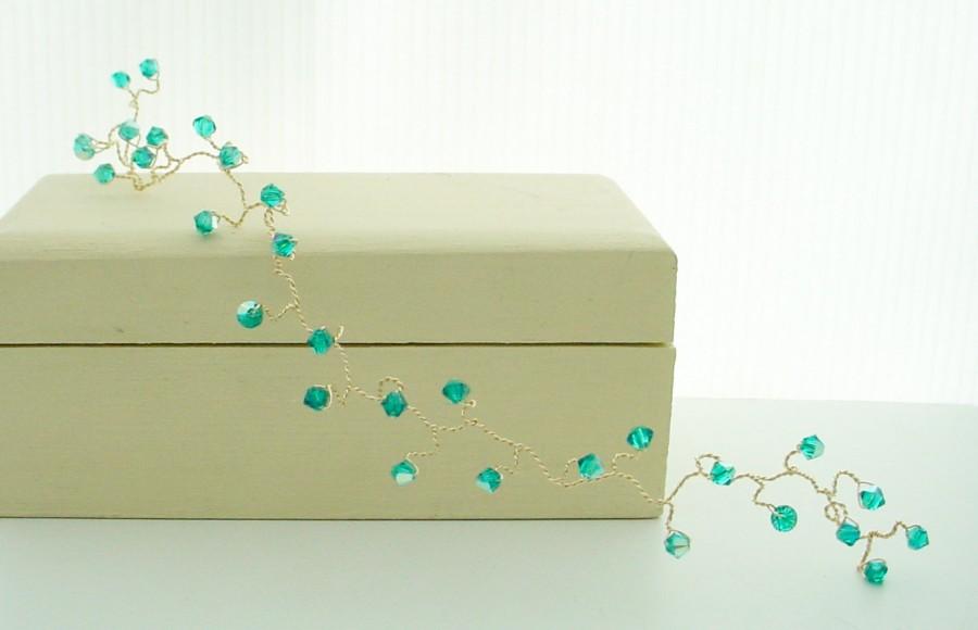 Свадьба - Crystal Hair Vine- Gold or Silver Wire, Custom Crystal Colors, Any Occasion, Free Shipping