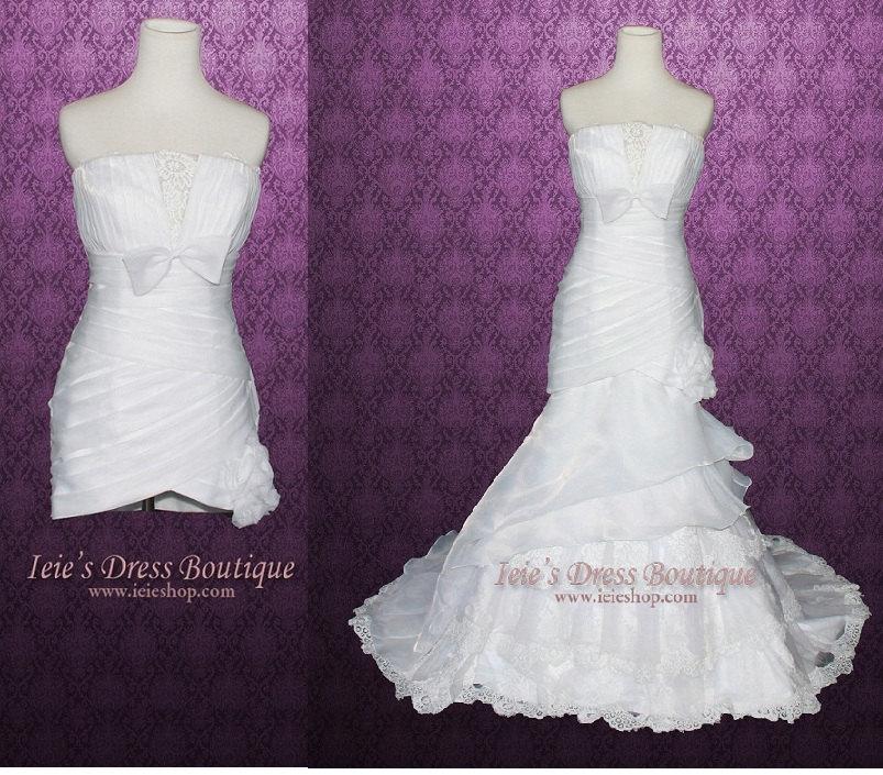 زفاف - Convertible Fit and Flare Organza Tiered Wedding Dress Detachable Skirt FY130303