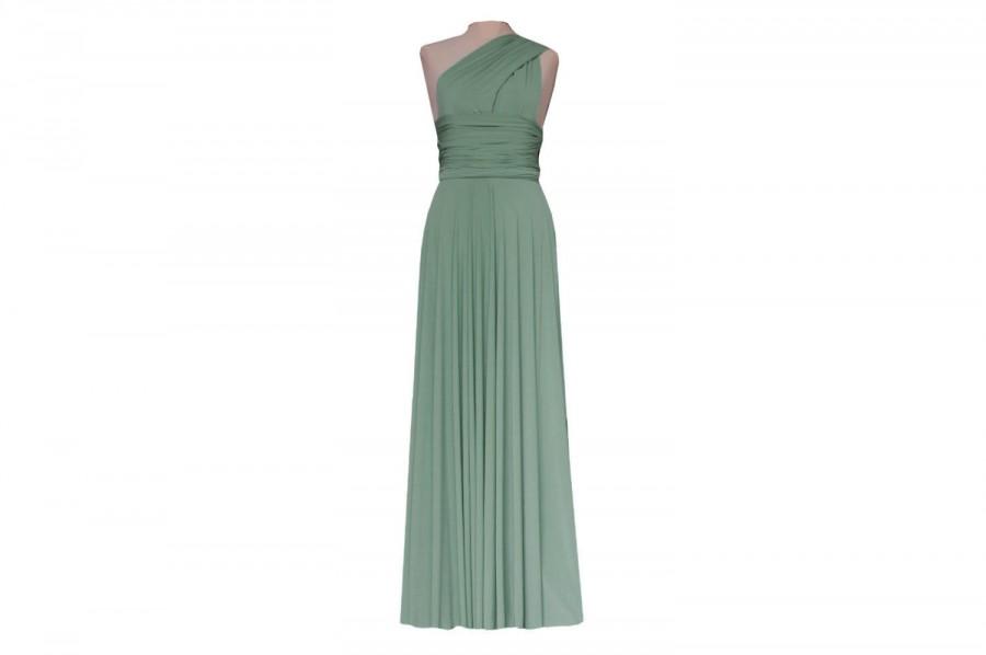 زفاف - Twist Wrap Bridesmaid Sage Green Long Dress Convertible Infinity Octopus Maxi Skirt Formal Evening Prom Party Dress