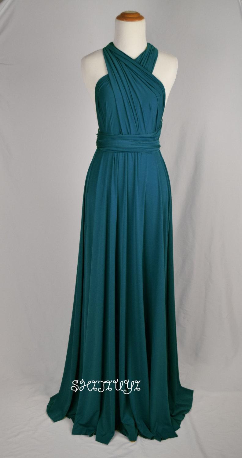 Hochzeit - Bridesmaid Dress Teal  Infinity Dress  Floor Length Wrap Convertible Dress L239