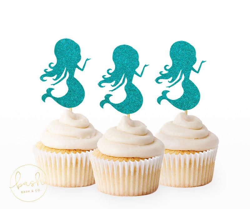 Свадьба - 12 mermaid cupcake toppers