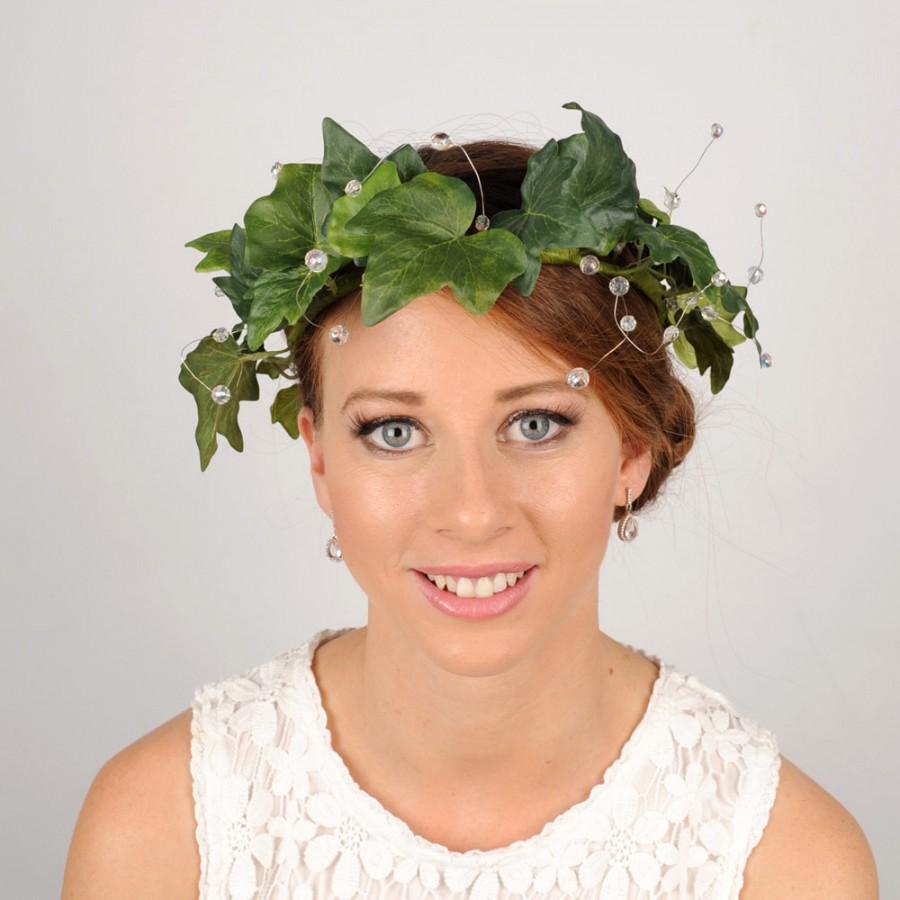 Wedding - Leaf Crown, Bohemian Headpiece, Medieval Headdress, Ivy Crown, Woodland Wedding Headband, Green Twig Crown, Rustic Hair Piece, Handfasting