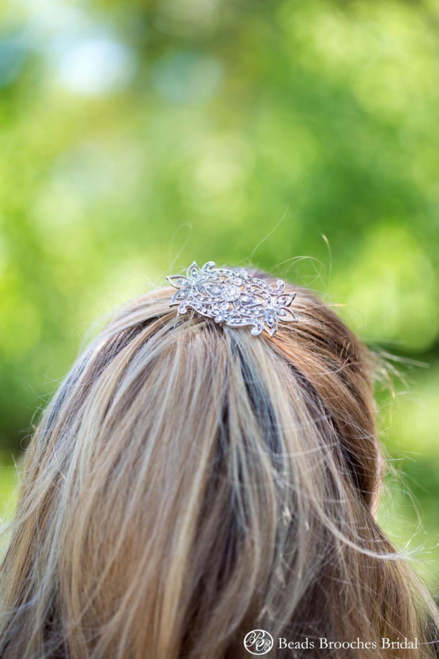 Hochzeit - Art Deco Hair Comb, Rhinestone Crystal Wedding Hair Comb, Silver Wedding hair Accessory, Vintage Style Wedding Bridal Hair comb,1920 S Hair