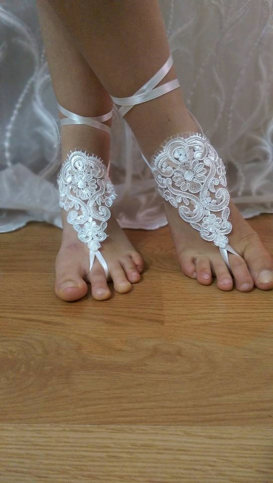 Hochzeit - Bridal Barefoot Sandals,Ivory Barefoot Sandals, Bridal Foot Accessory, Bridal Jewelry, Beach Wedding Sandals, Lace Barefoot,Wedding Barefoot