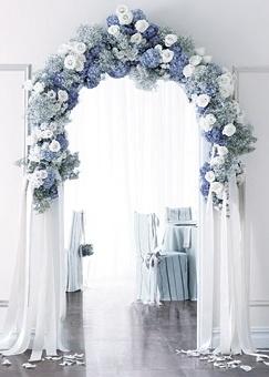 Wedding - Blue And White Floral Arch Entryway