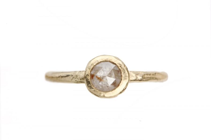 Wedding - Rustic engagement ring. 18k gold. Rosecut. Katya.