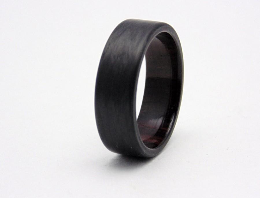 Свадьба - East India Rosewood and Carbon Fiber ring, Carbon fiber ring, wood ring