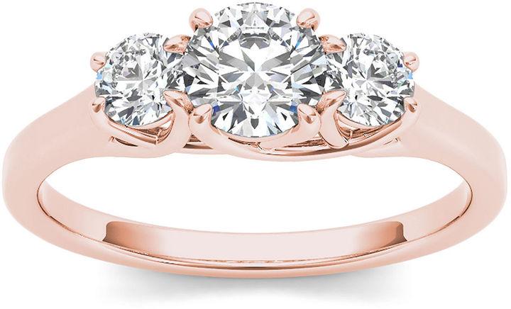 Hochzeit - MODERN BRIDE 1 1/4 CT. T.W. Diamond 14K Rose Gold 3-Stone Engagement Ring