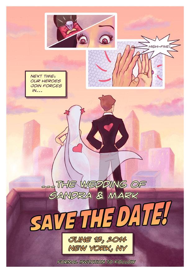 Mariage - Comic Book Save the Date- Nerdy/Geeky Wedding Invite- Digital Superhero Style Wedding Theme DIY Printable invitation