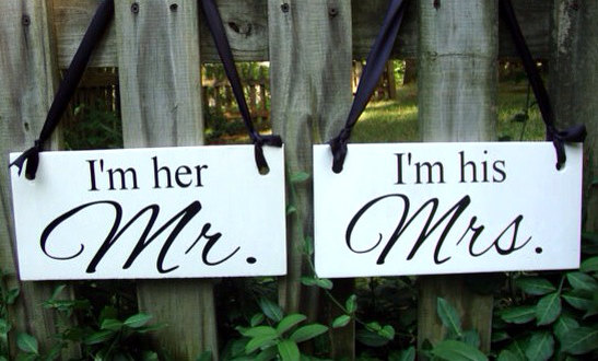 Wedding - Wedding signs, I'm her MR, I'm his Mrs., chair signs, Custom sign, reception, photo props, wedding signage, Mr. Mrs., chair hanging signs