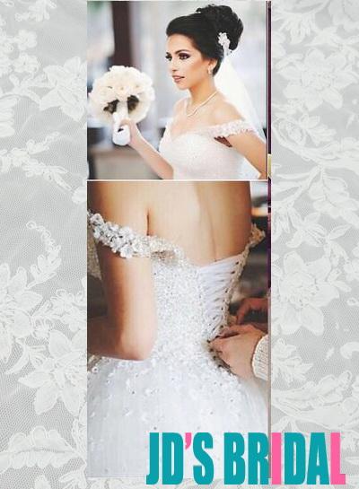 Hochzeit - H1672 Sparkly fairytale off the shoulder tulle princess wedding dresses