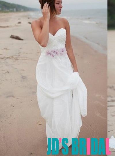 زفاف - H1676 Simple airy chiffon beach white wedding dresses