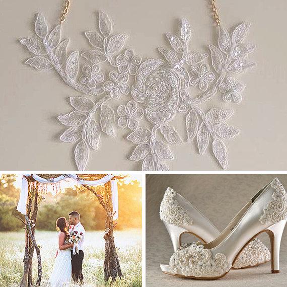 Wedding - Dreamy Bridal Necklace,Guipure Lace Necklace,Wedding Necklace,Bridesmaid Necklace,Fashion for Wedding,Wedding Accessories,Bridal Accessories