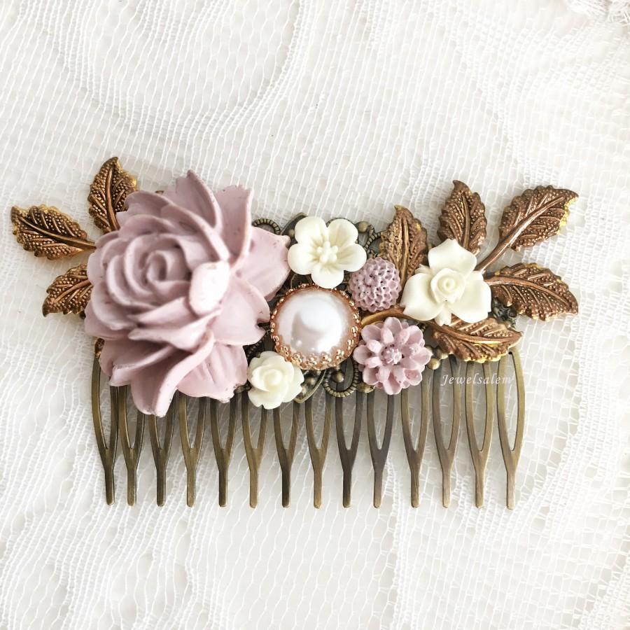 Mariage - Pink Wedding Hair Comb by Jewelsalem