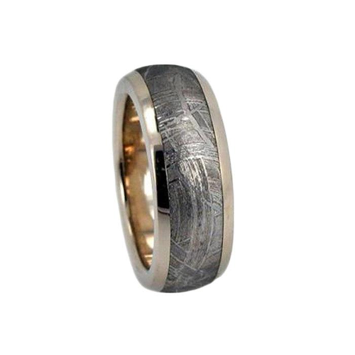 Wedding - White Gold Ring, Gibeon Meteorite Wedding Band