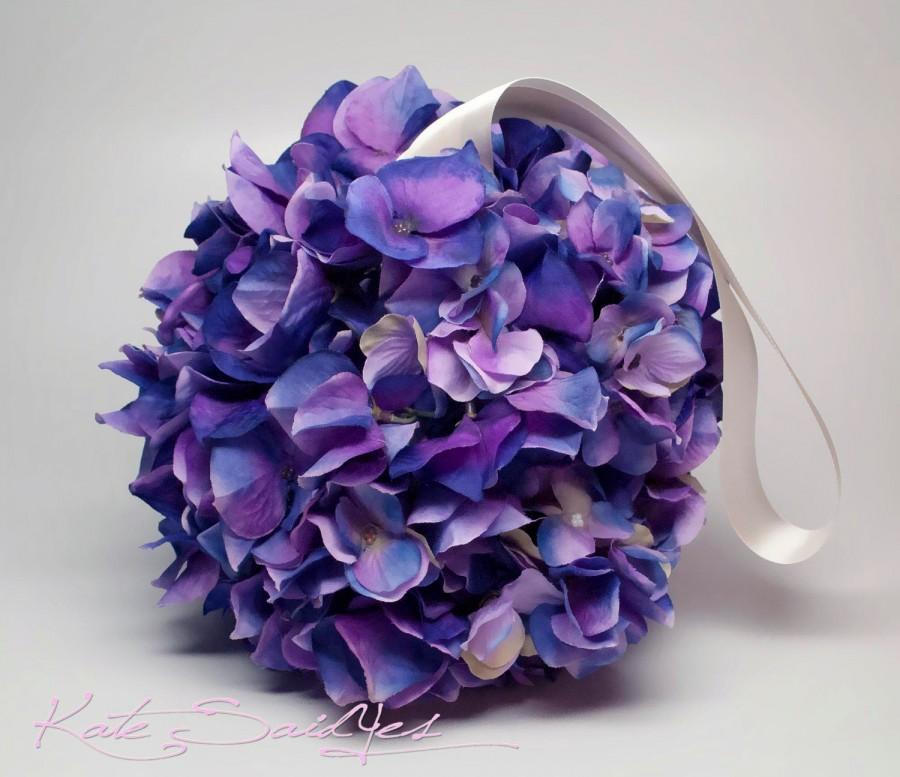 Wedding - Purple Hydrangea Flower Girl Pomander