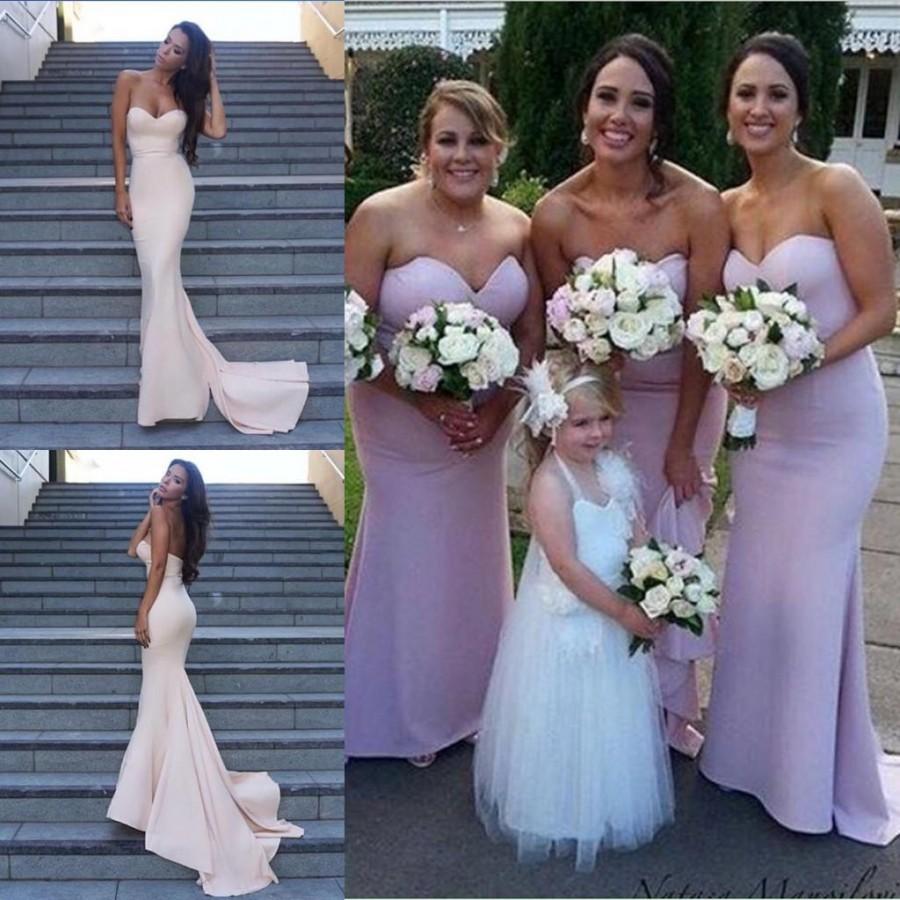 Mariage - Custom Made 2016 Cheap Pink Mermaid Bridesmaid Dresses Satin Sweetheart Party Evening Dresses Gowns Long Maid of Honor Prom Dresses Online with $62.09/Piece on Hjklp88's Store 