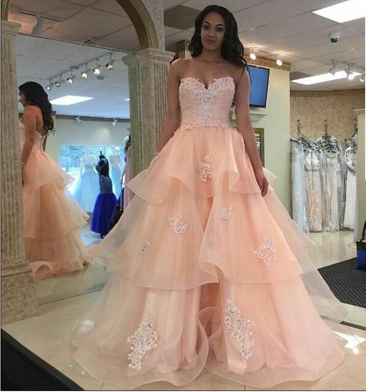 Mariage - Sexy Pink Beaded Appliques Party Prom Dresses 2016 Tiered Ruffles Organza Formal Gowns Sleeveless Crystals Long Evening Gowns Pageant Dress Online with $102.88/Piece on Hjklp88's Store 