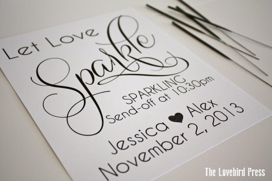 Hochzeit - Wedding Sparkler Send Off Sign - Personalized Printable Let Love Sparkle Wedding Sign - Sparkler Send Off - Sparkler Sign - AA1