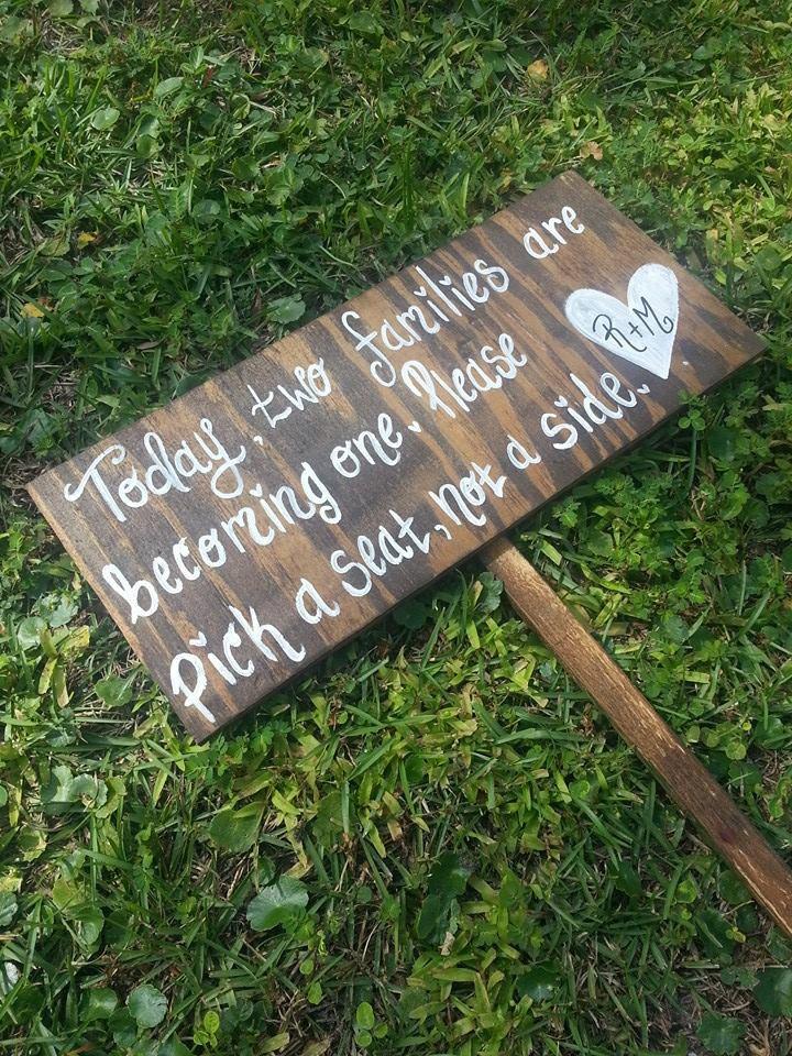 Hochzeit - Today Two Families Are Becoming One, Please Pick a Seat Not a Side - Sign for Wedding - CUSTOM, WEDDING seating sign, wedding signs