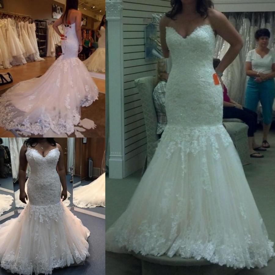 Wedding - Vintage Berta 2016 Lace Wedding Dresses Mermaid Beaded Appliques Sequin Sweetheart Crystals Plus Size Bridal Gowns Chapel Train Custom Made Online with $112.04/Piece on Hjklp88's Store 