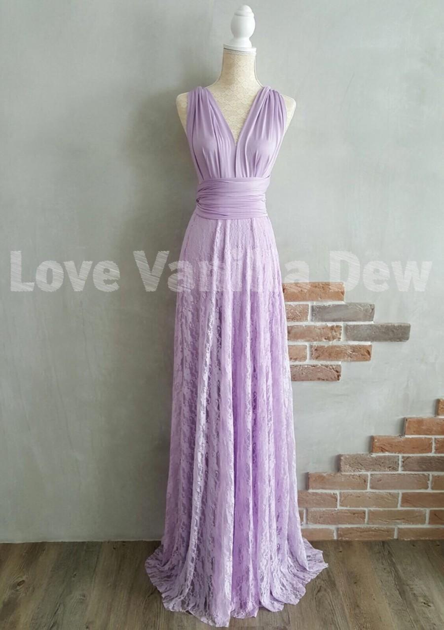 Mariage - Bridesmaid Dress Infinity Dress Lilac Lace Floor Length Maxi Wrap Convertible Dress Wedding Dress