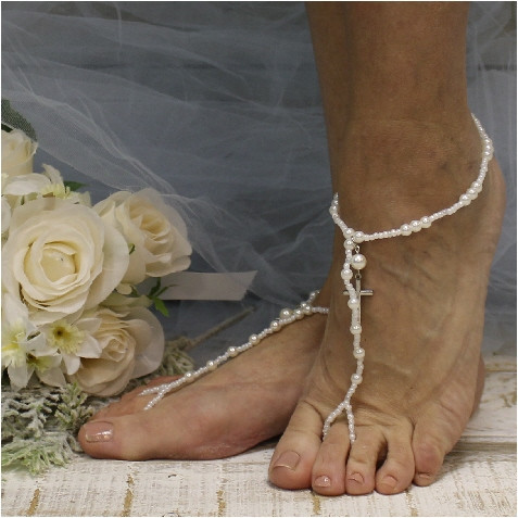 Hochzeit - Barefoot sandals cross - christian wedding jewelry