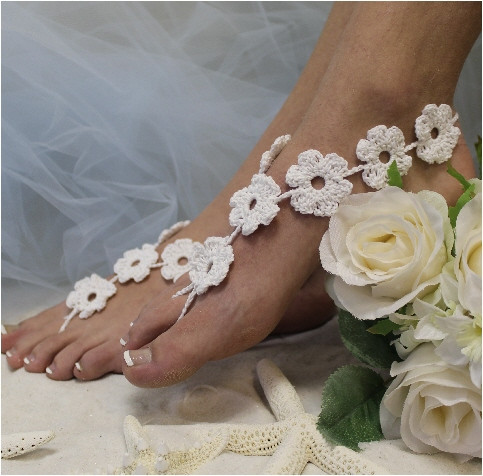 زفاف - Crochet barefoot sandals - bohemian wedding