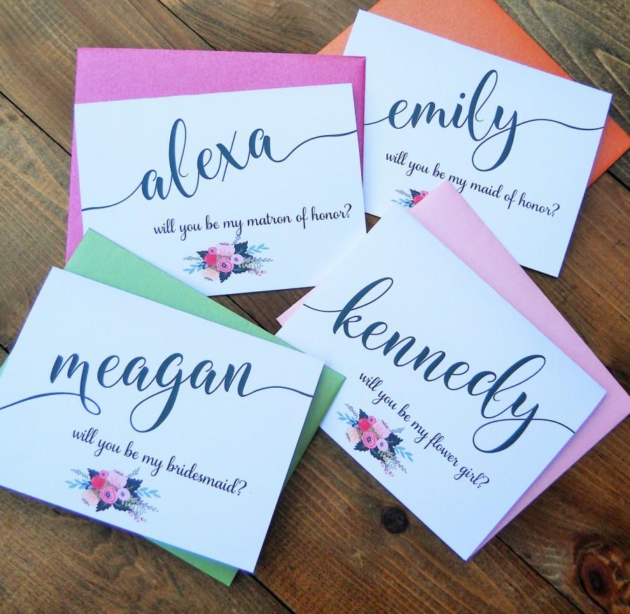 Wedding - WILL YOU be MY Note Card Set, Will You Be My Cards, Maid of Honor Cards, Bridesmaid Cards, Flower Girl Cards, Note Card Stationery