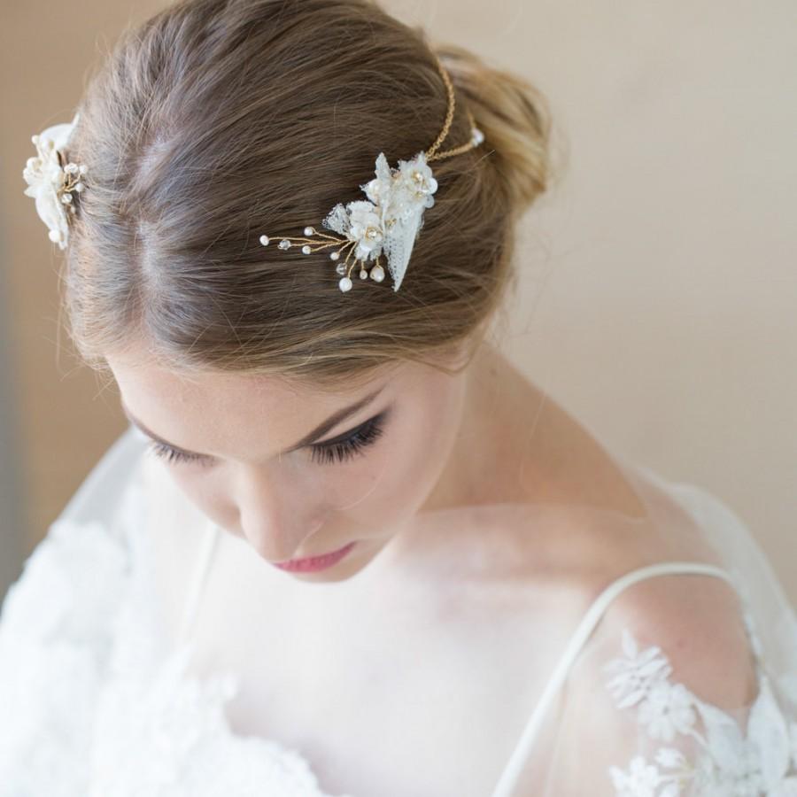 Mariage - Bridal hair piece, Bridal hair chain, Gold, chain headpiece, Boho, Bridal hair accessories, Pearl hair accessories, wedding headpiece,