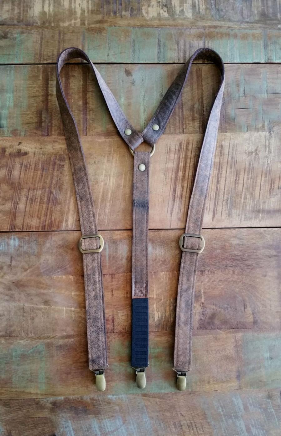 Wedding - Genuine Leather Suspender. Groomsmen Brown Leather Suspender. Groomsmen suspender. Brown suspender. Groomsmen gift. Wedding suspender